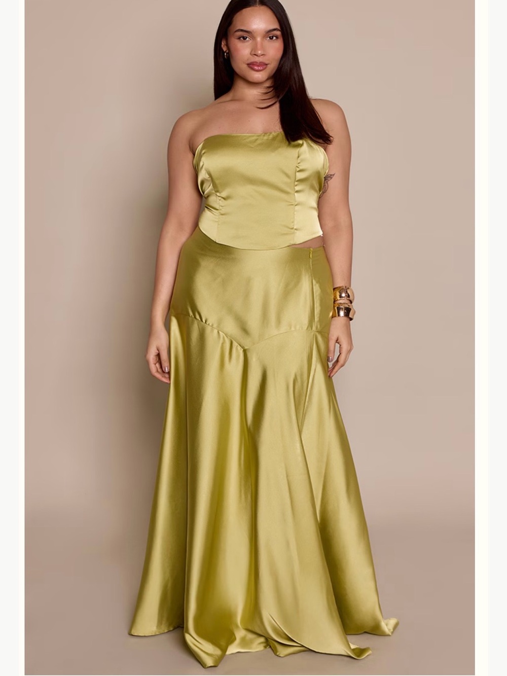 NEW Satin 2 piece Fishtail Maxi Skirt & Corset Top - Sz 16